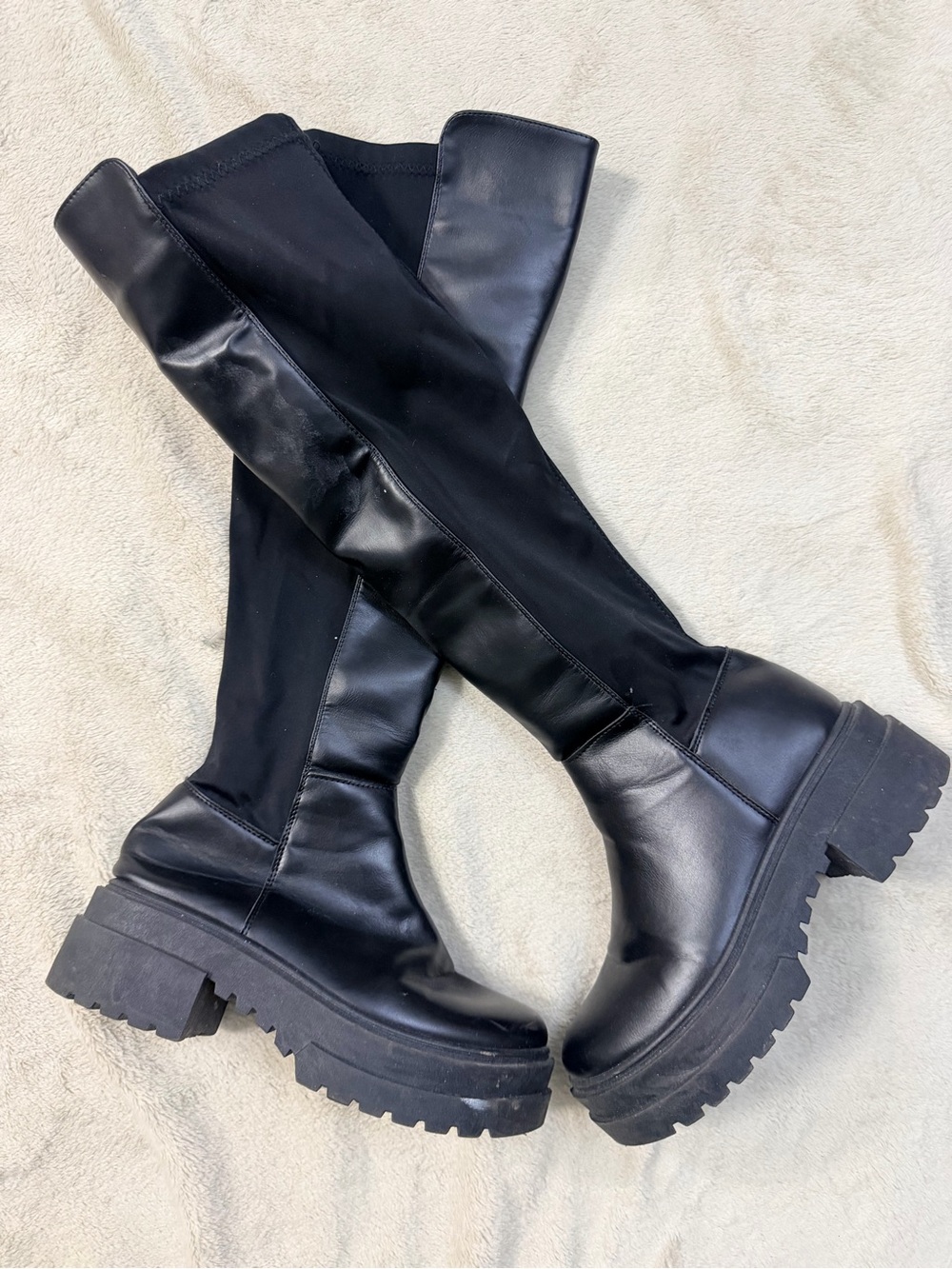 Women's Black Over-the-Knee Platform Boots